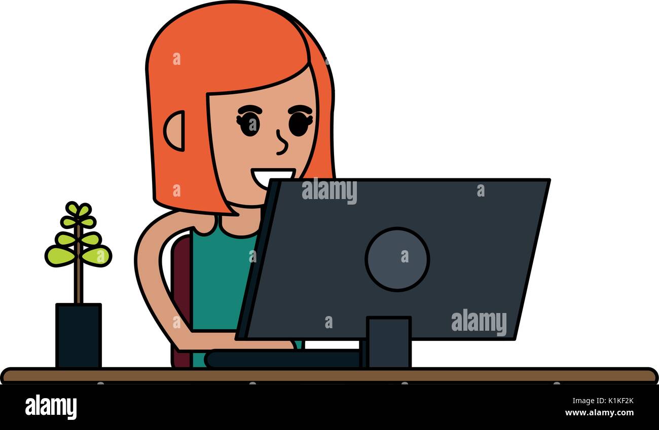 woman using computer icon image vector illustration design Stock Vector ...