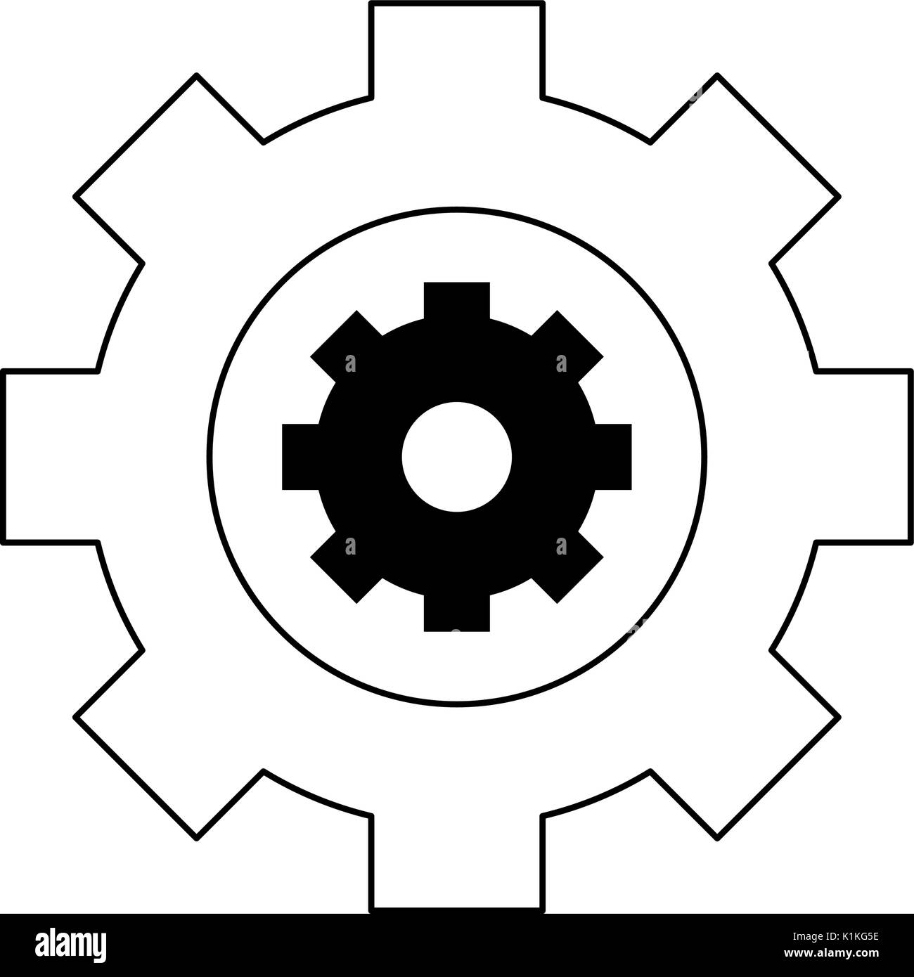 two gears icon image vector illustration design black and white Stock ...