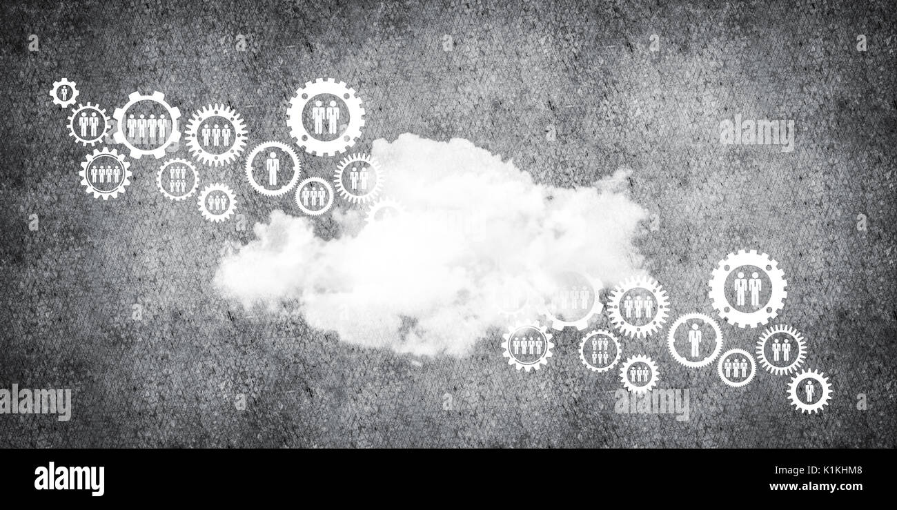 Background image with gears and cloud computing connection concept on ...