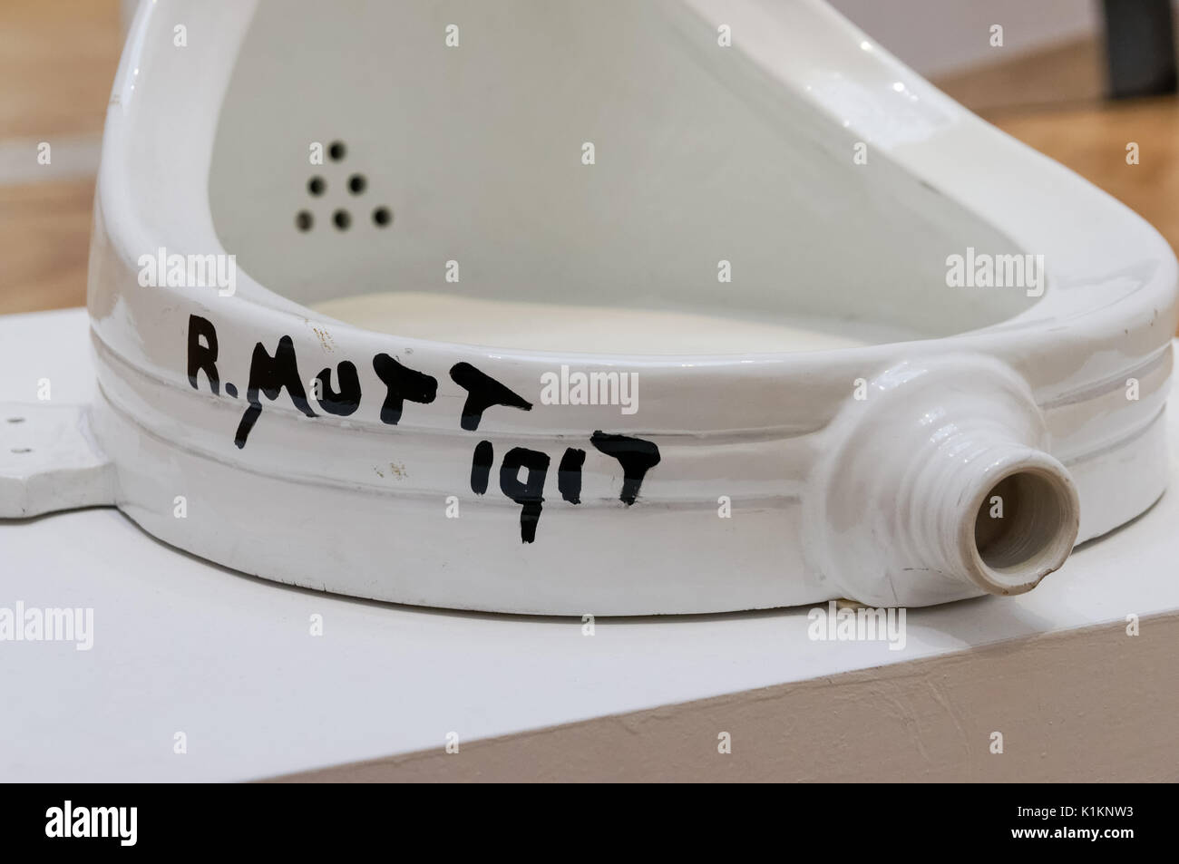 Artwork Fountain by Marcel Duchamp at the National Gallery of Modern Art in Rome, Italy Stock Photo