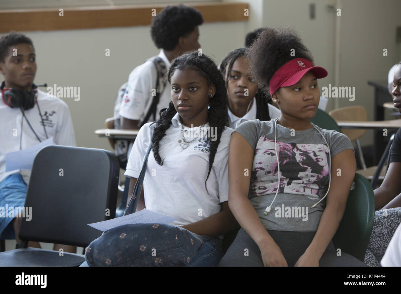 Students from the Detroit Community School participate in a motivational summer paid work program where they learn life, work and business skills in an entrepreneurial incubator type environment. Stock Photo