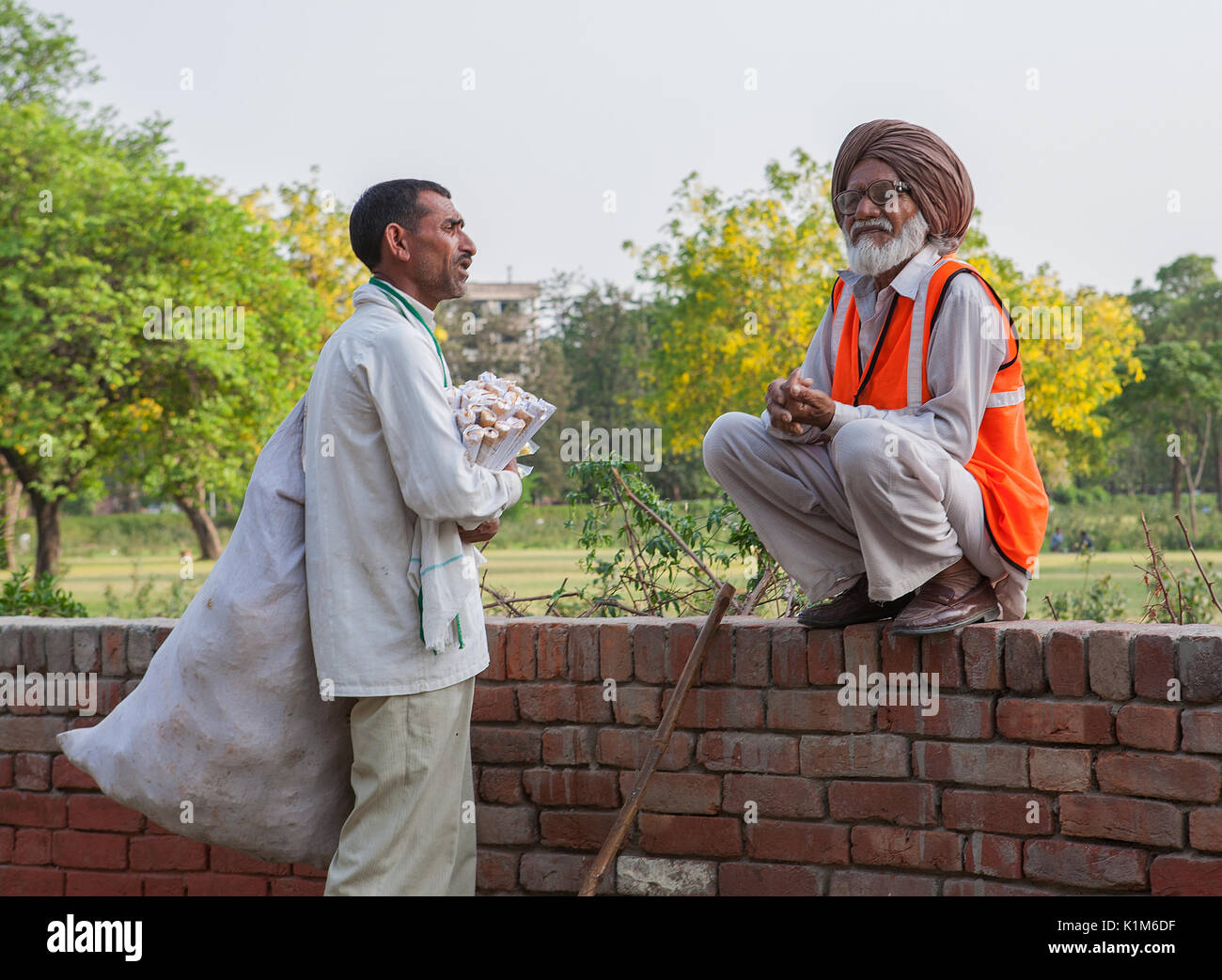 Closeup portrait of  Sikh old man in a traditional turban and beard. Stock Photo