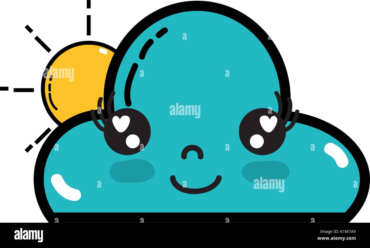 kawaii cute happy cloud and sun Stock Vector Image & Art - Alamy