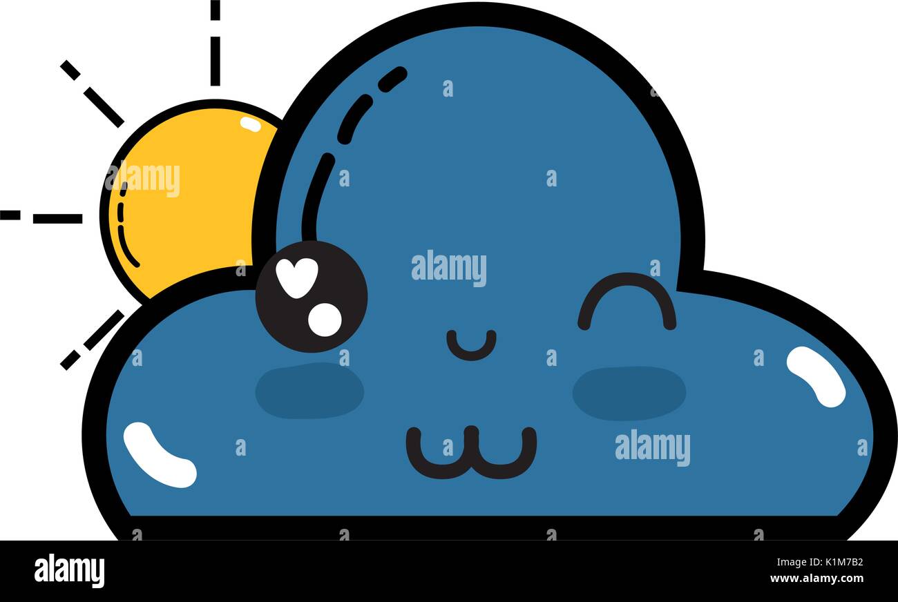 kawaii cute happy cloud and sun Stock Vector Image & Art - Alamy