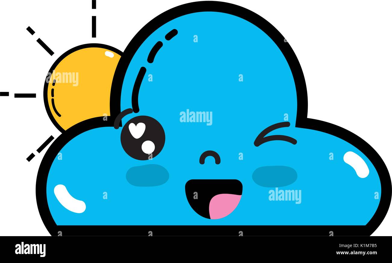 kawaii cute happy cloud and sun Stock Vector Image & Art - Alamy