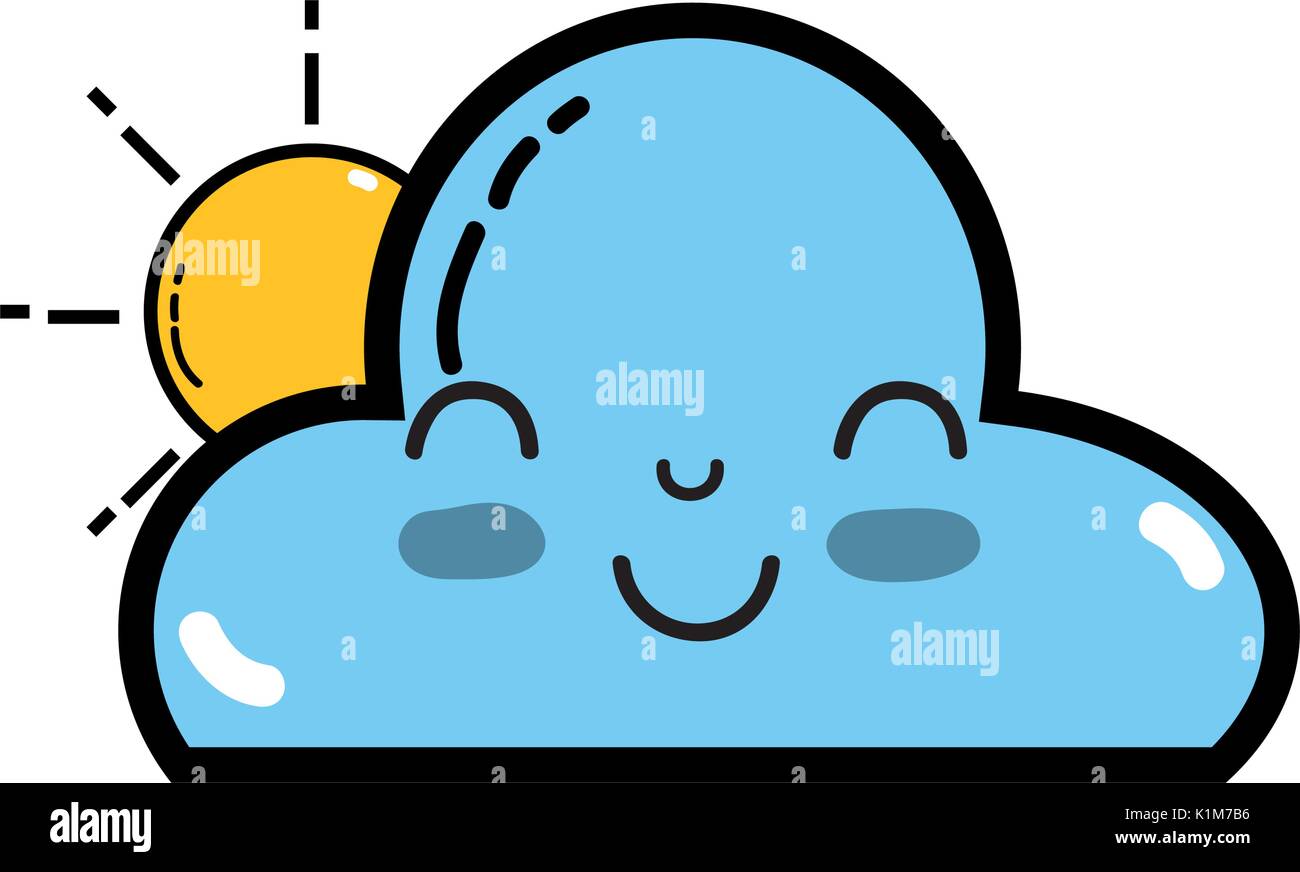 kawaii cute happy cloud and sun Stock Vector Image & Art - Alamy