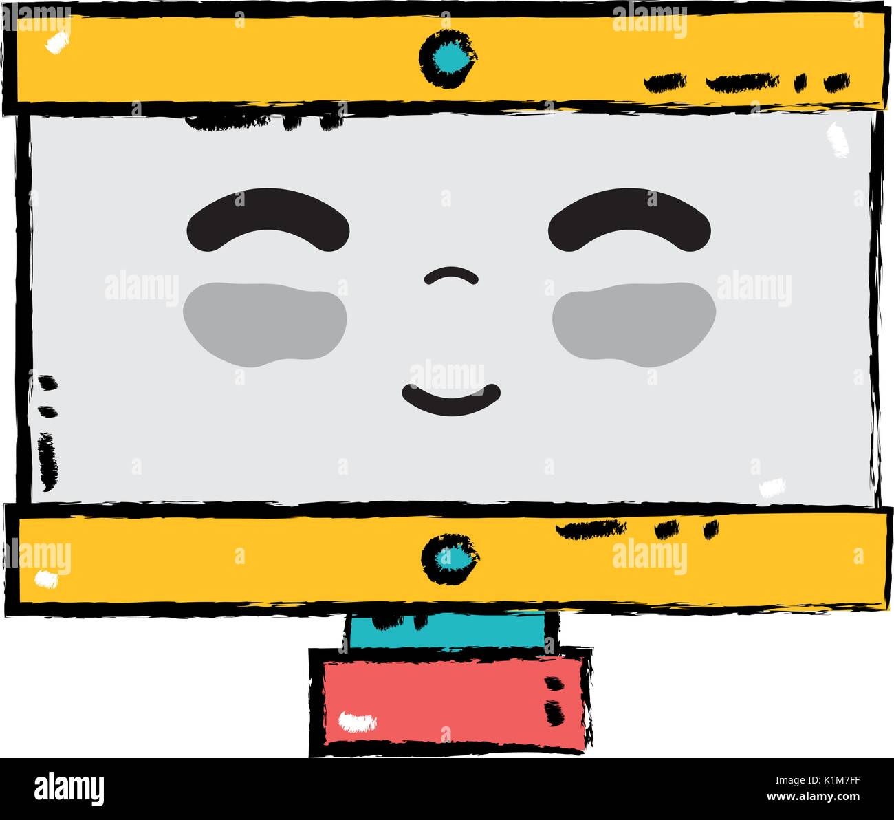 kawaii cute happy computer technology Stock Vector Image & Art - Alamy
