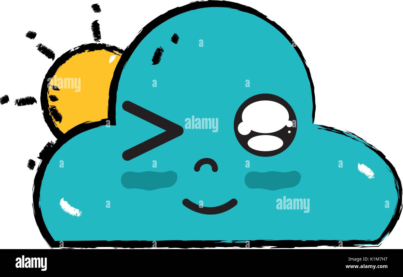 kawaii cute happy cloud and sun Stock Vector Image & Art - Alamy