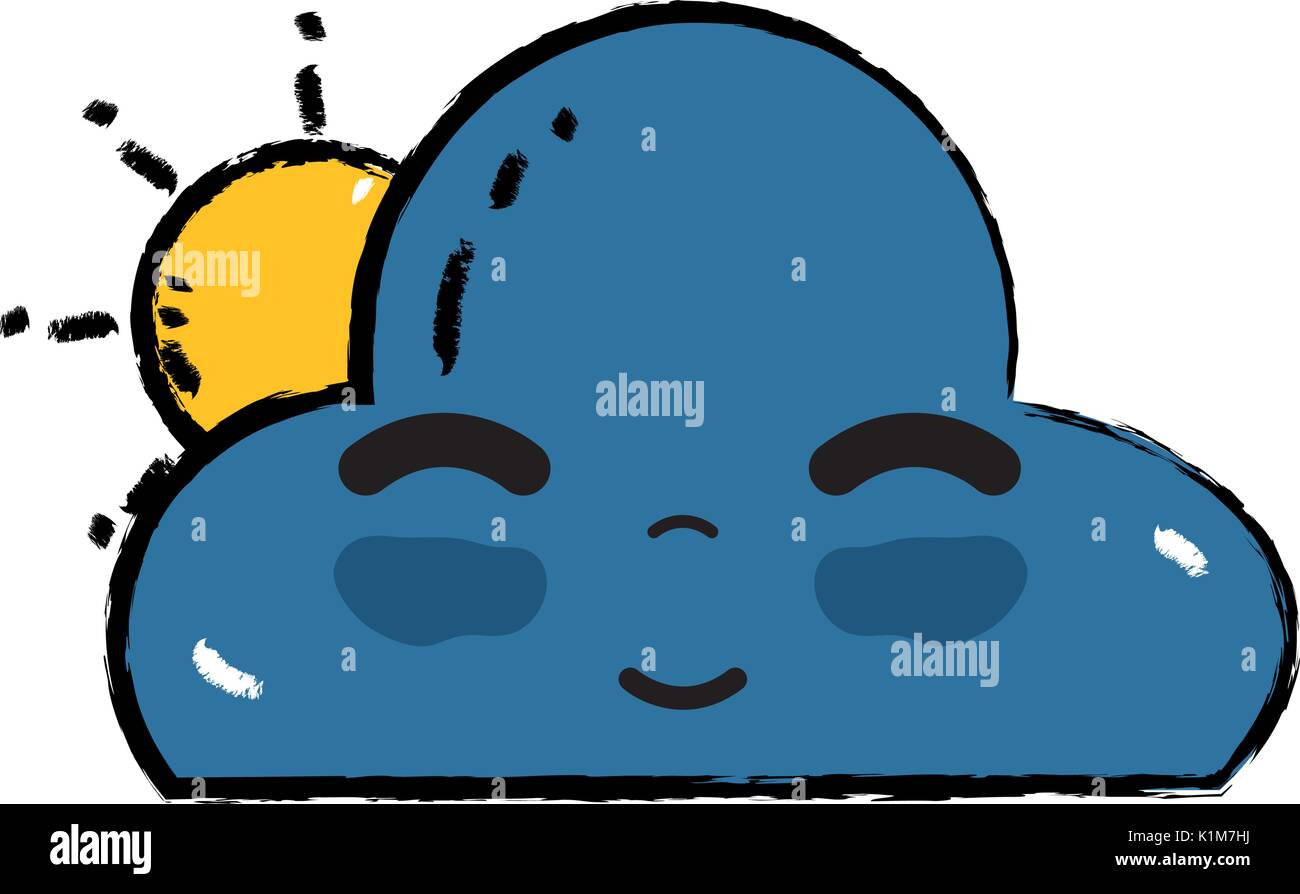 kawaii cute happy cloud and sun Stock Vector Image & Art - Alamy