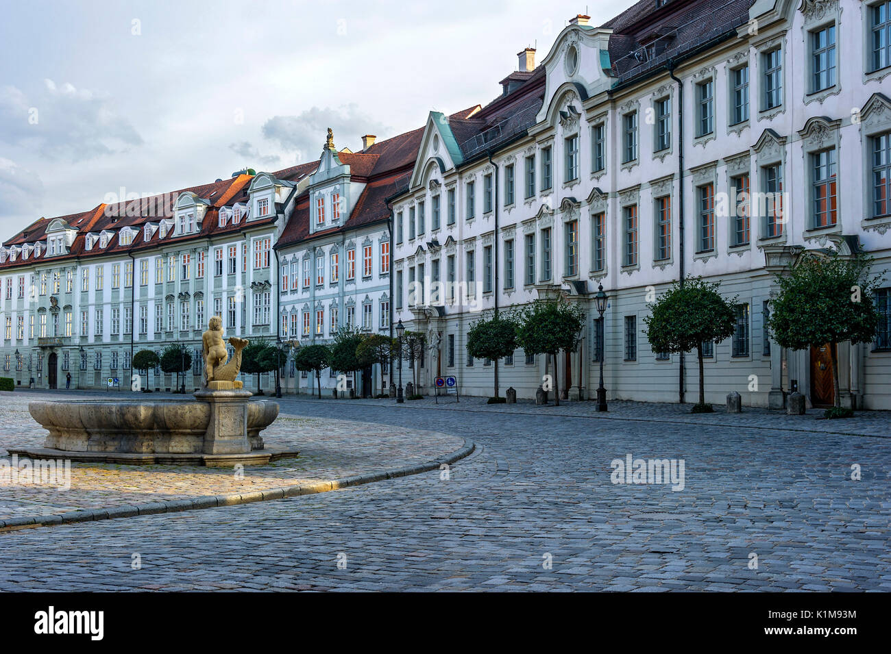 Row of baroque houses with capitular courts, Ulm, Dietrichstein, Guttenberg and former cavalier courts, Residenzplatz Stock Photo