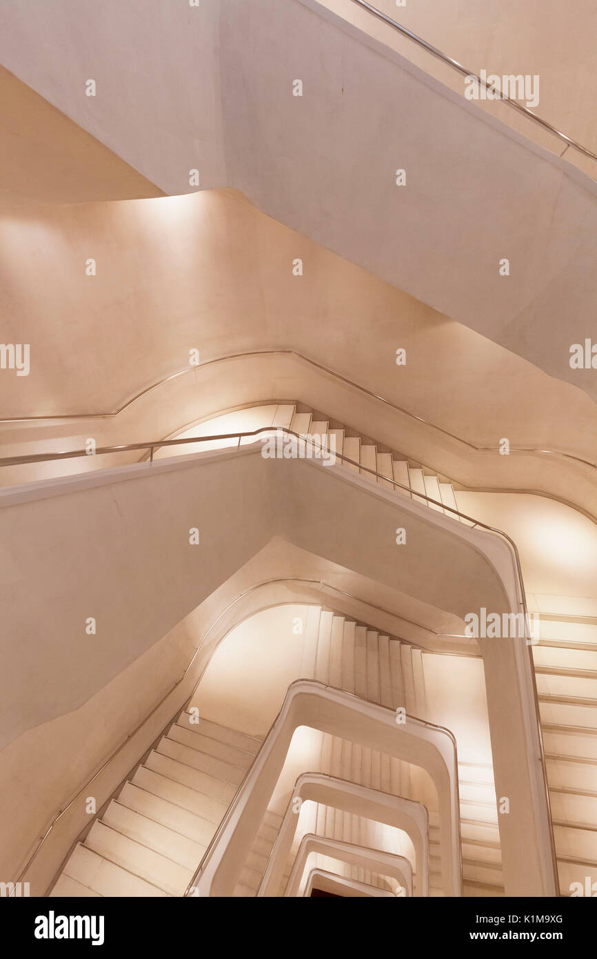 Staircase in the art museum CaixaForum, architect Herzog and De Meuron, Madrid, Spain Stock Photo