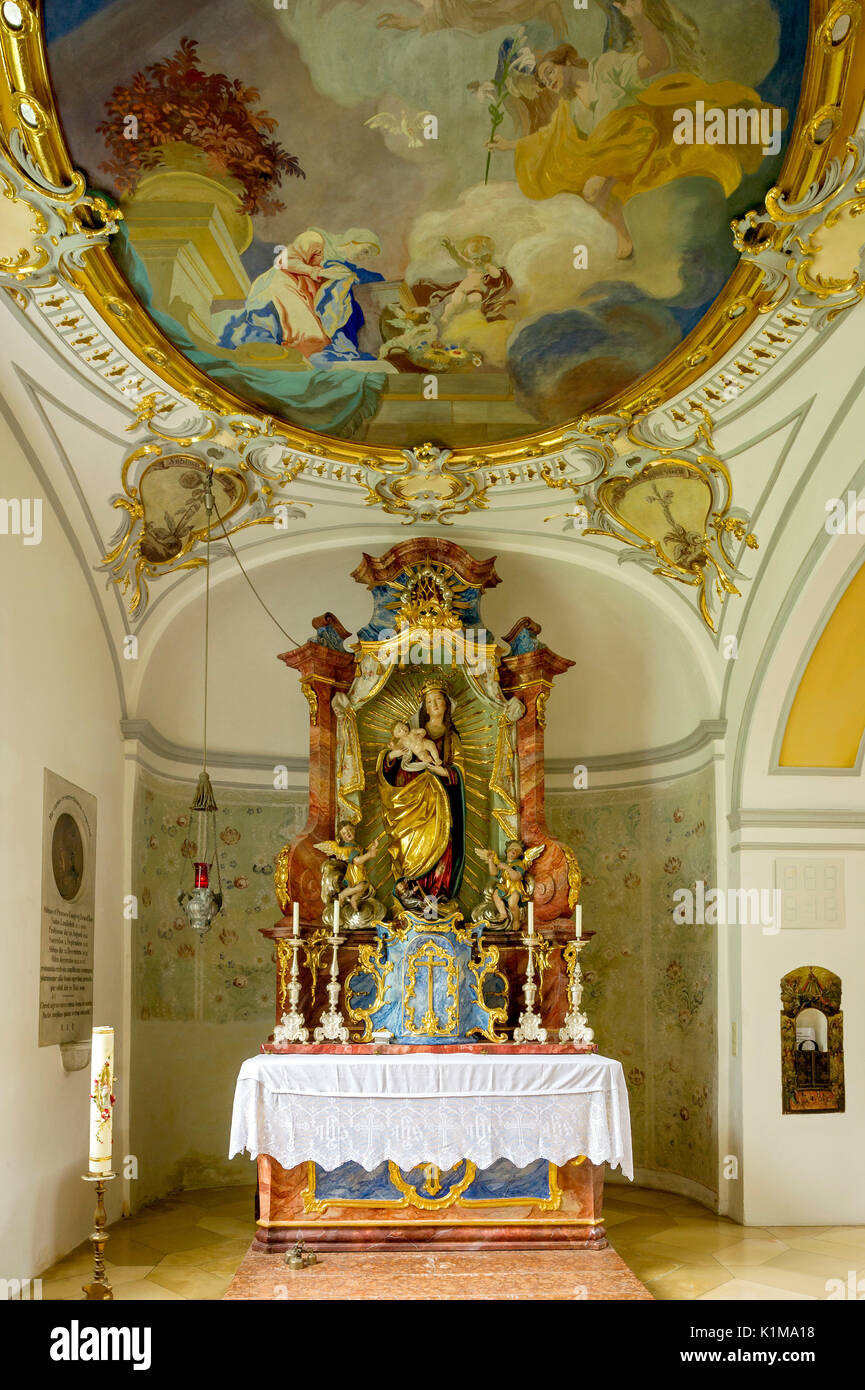 Altar in side nave, Basilica of the Holy Cross, Cloister Scheyern, Benedictine abbey, district Pfaffenhofen an der Ilm Stock Photo