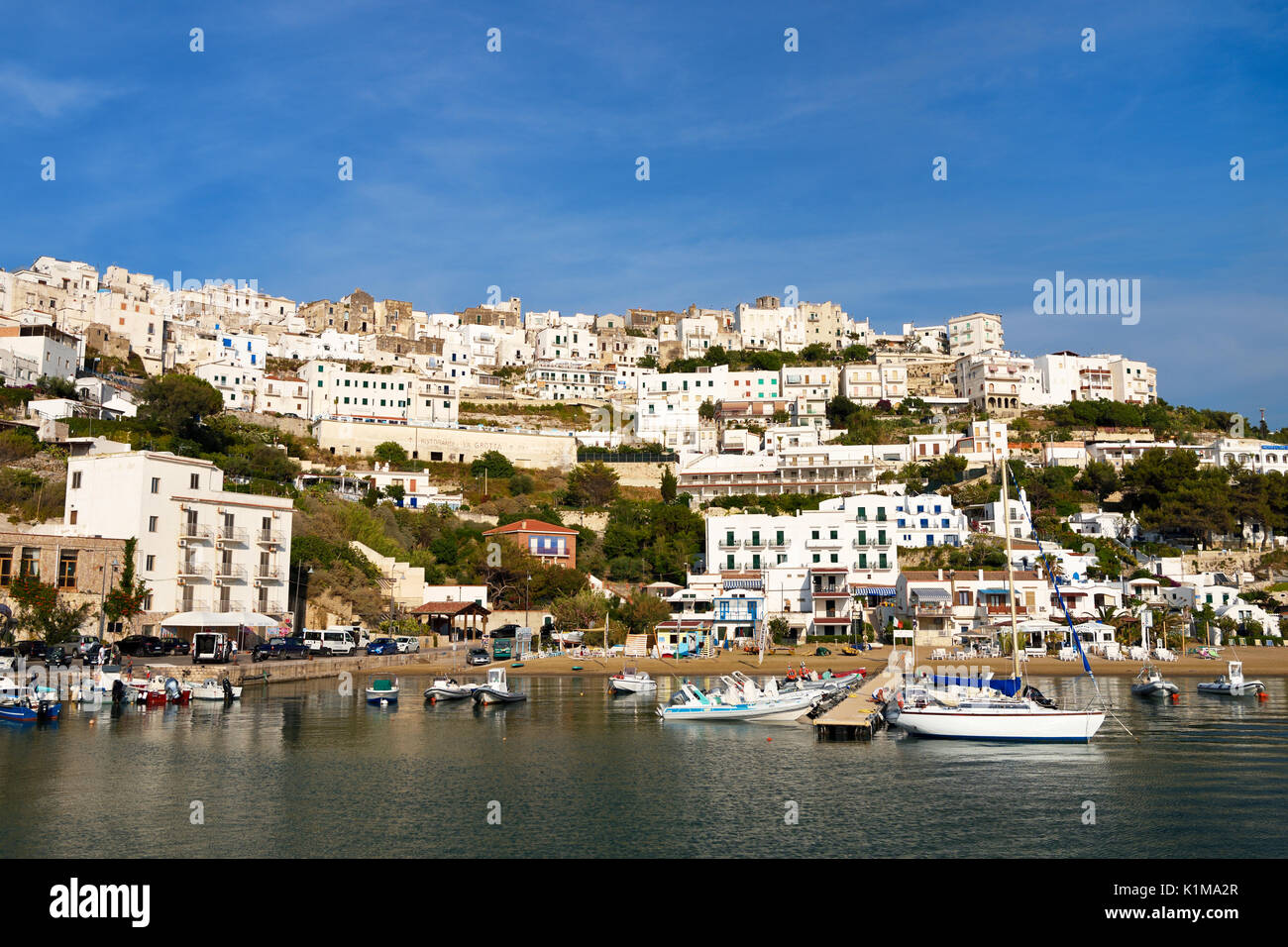 View of Peschici, province of Foggia, Puglia, Gargano, Adriatic Sea, Italy Stock Photo