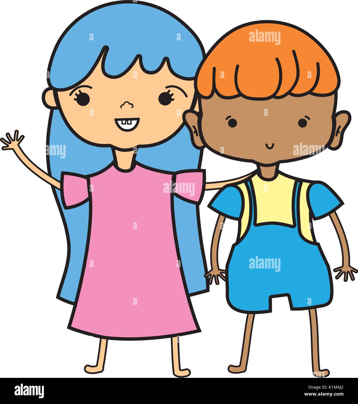 beauty girl and boy together with hairstyle Stock Vector Image & Art ...