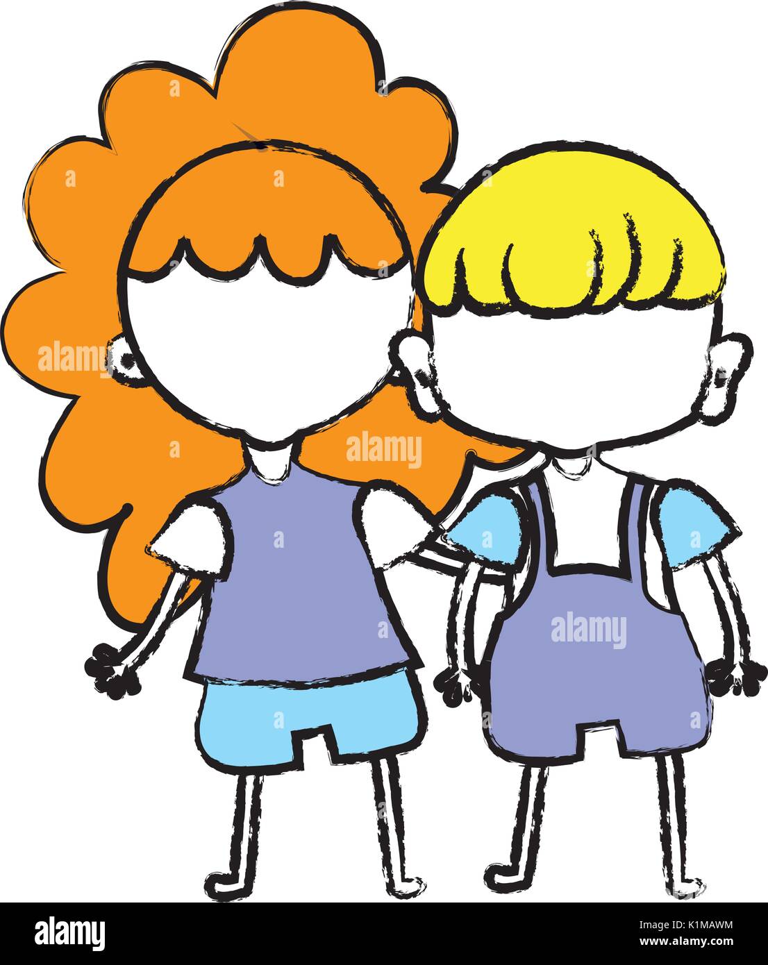 beauty girl and boy together with hairstyle Stock Vector Image & Art ...