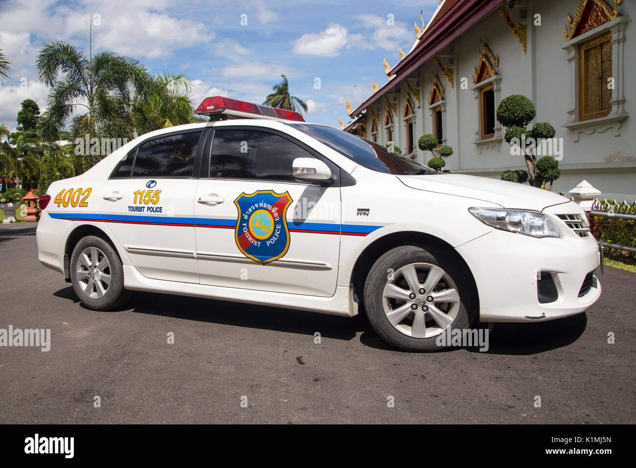 Thailand Chiang Mai. Thai Tourist Police Car Stock Photo