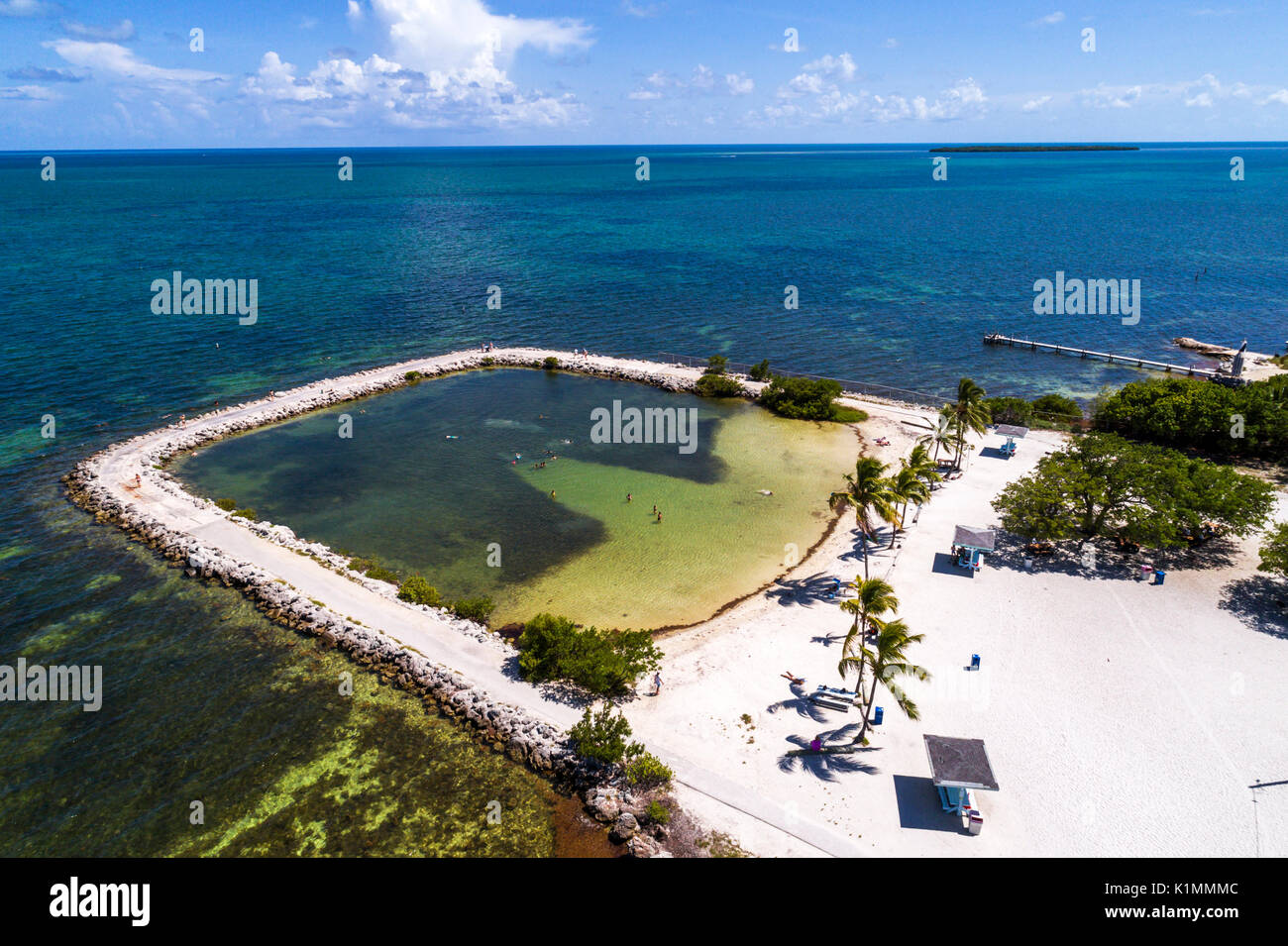 Florida,Florida Keys,Upper,Key Largo,Harry Harris Beach & Park,Atlantic Ocean,aerial overhead view,FL17081815D Stock Photo