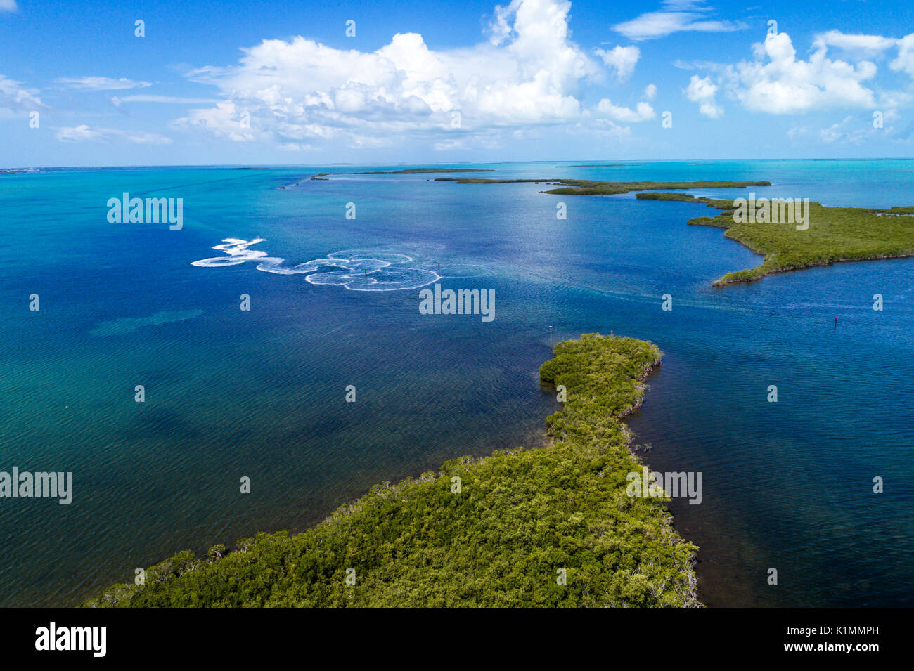 Florida,Florida Keys,Upper,Key Largo,Buttonwood Sound,Florida Bay,Baker Cut,Everglades National Park,aerial overhead view,FL17081826D Stock Photo