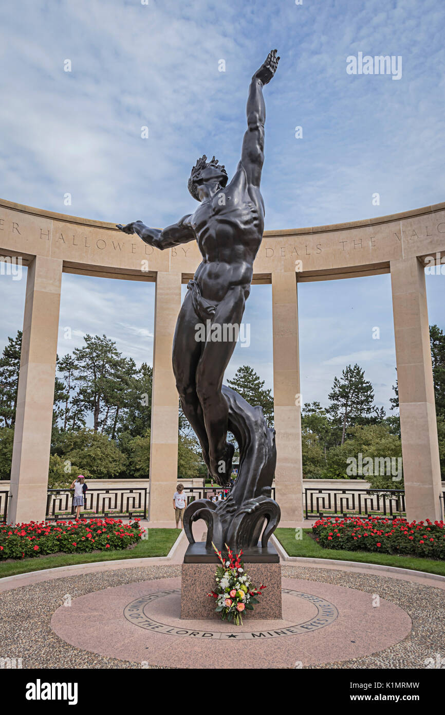 Statue In The American Cemetery At Omaha Beach Normandie France Stock Photo Alamy