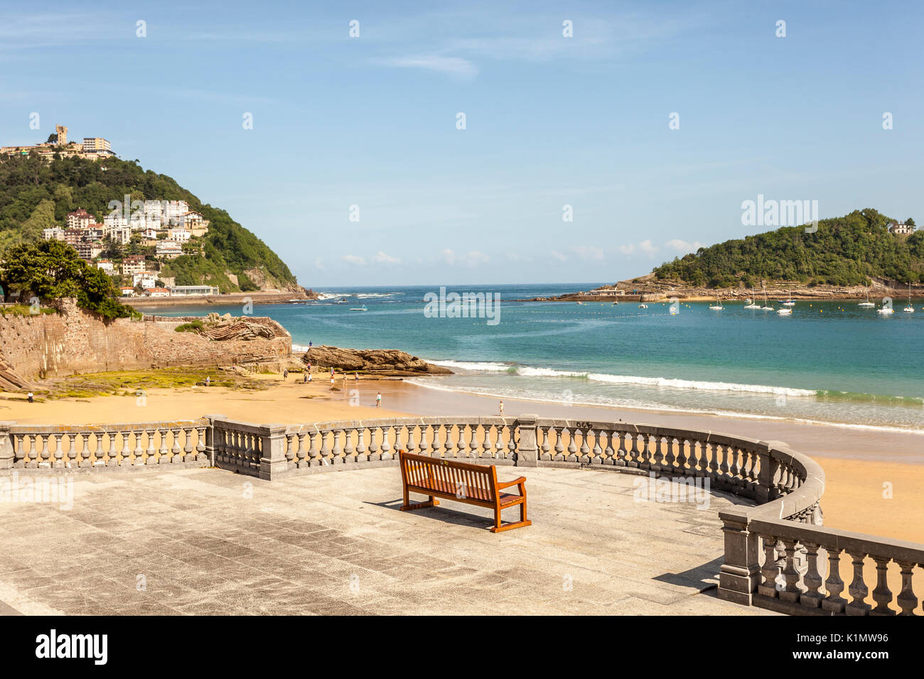 Promenade at the La Concha beach in San Sebastian, Donostia. Basque country, Spain Stock Photo