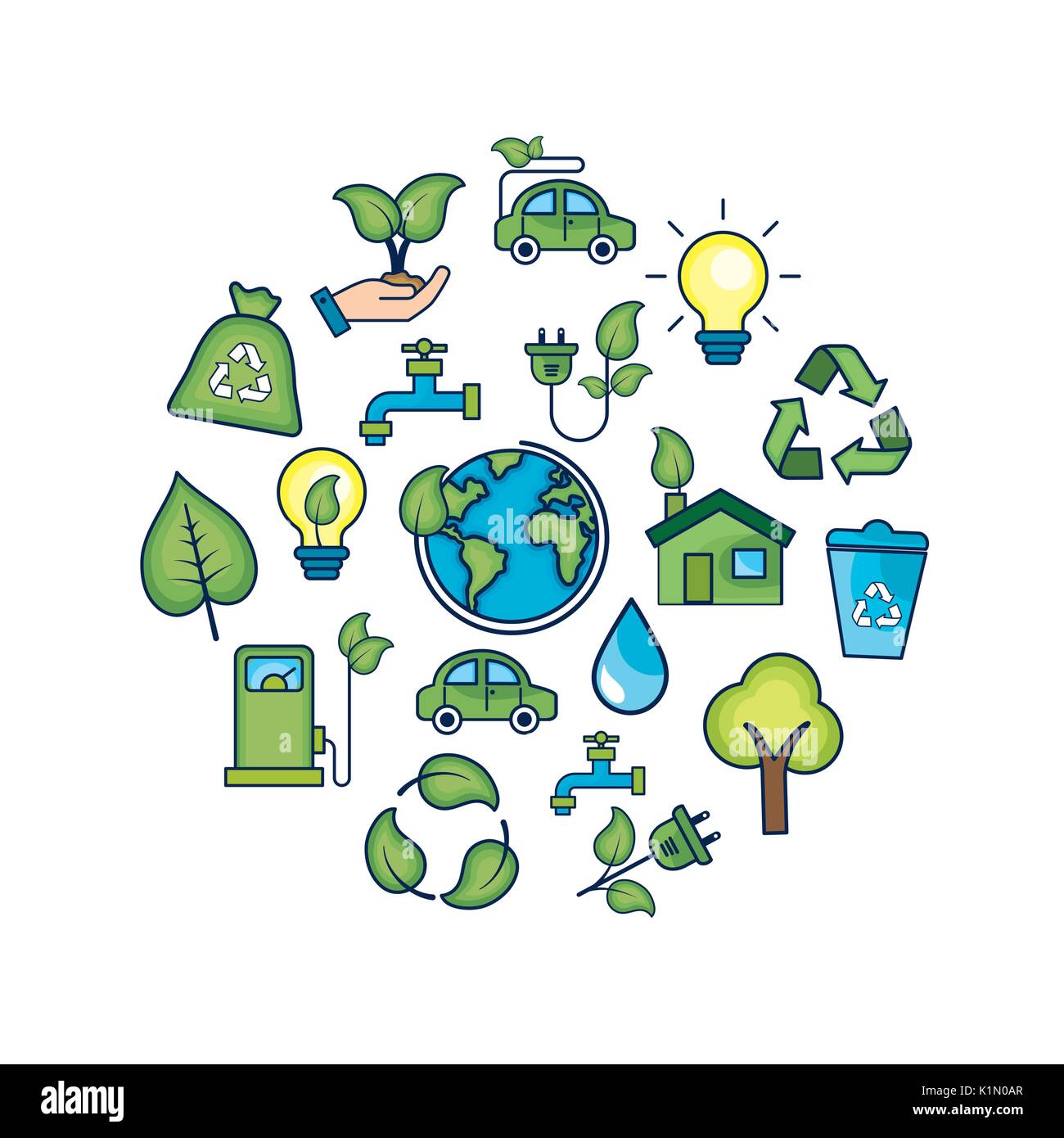 ecology conservation to natural environment protection Stock Vector