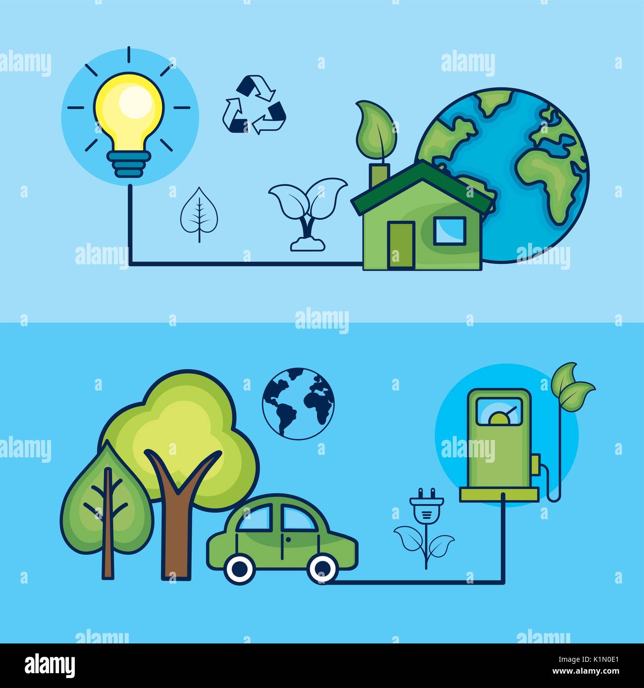 set ecology to natural environment care Stock Vector Image & Art - Alamy