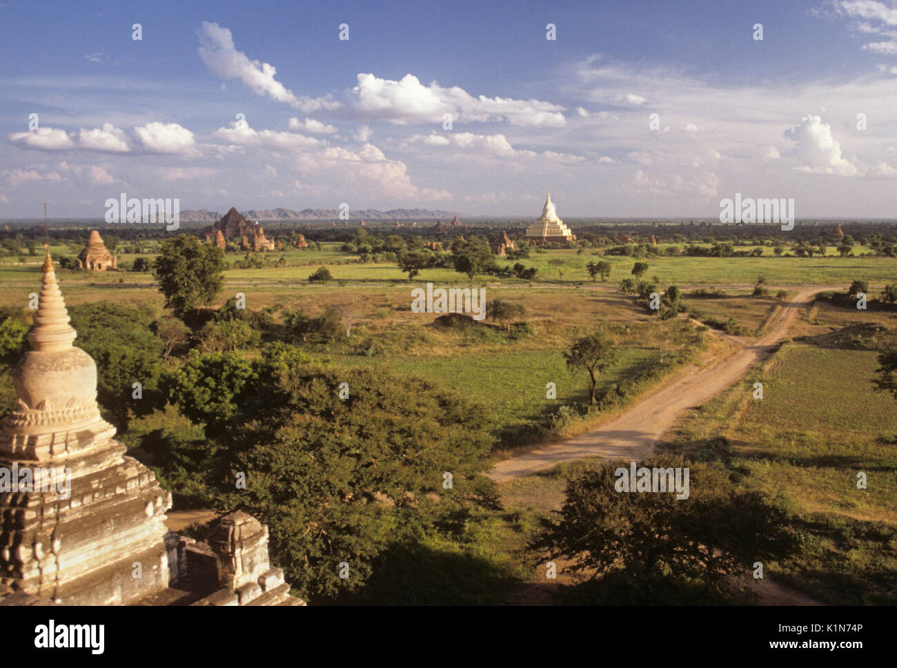 Temples and pagodas on the plain, Pagan (Bagan), Burma (Myanmar) Stock Photo