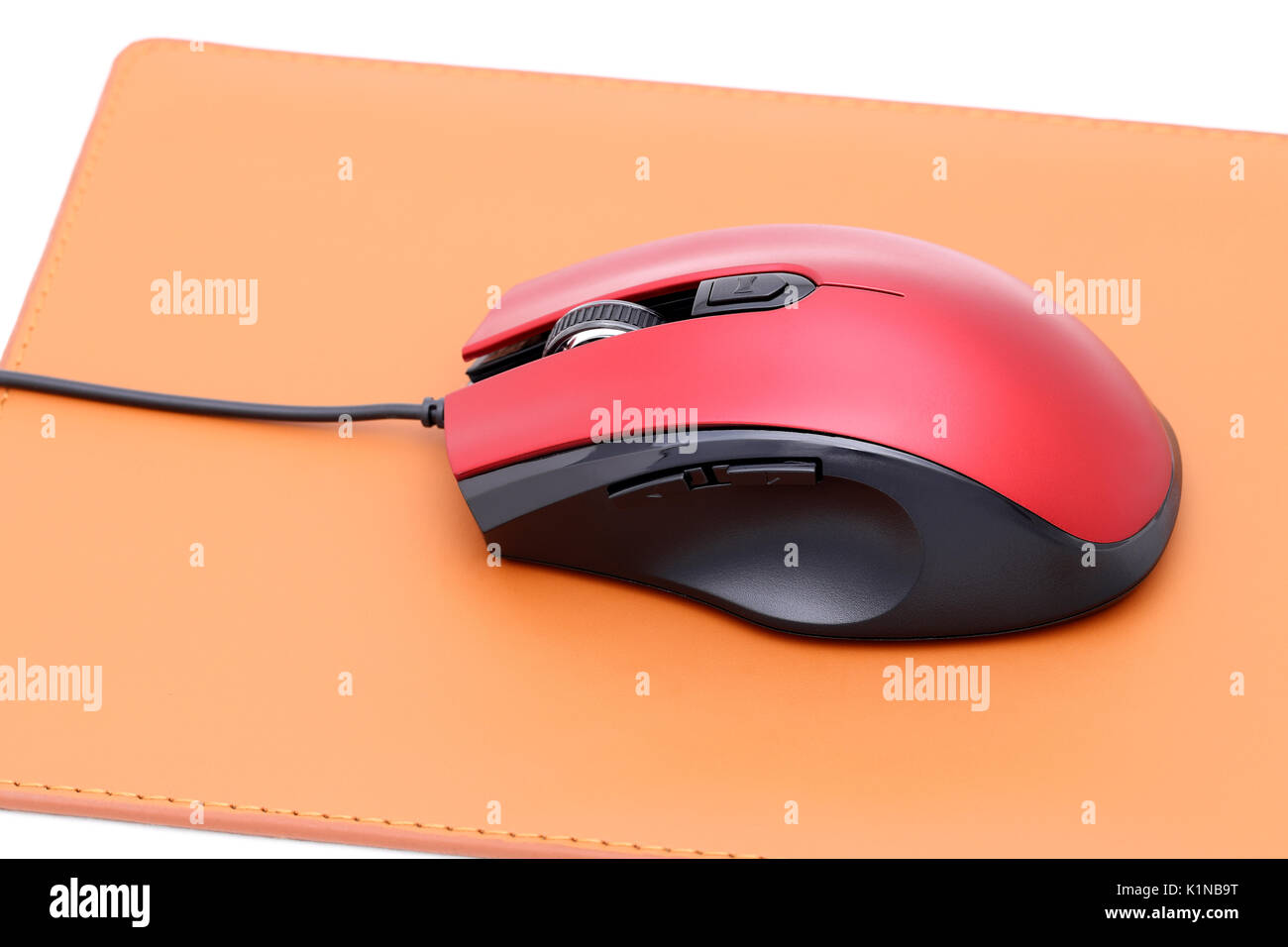 computer mouse and mouse pad isolated on white background Stock Photo