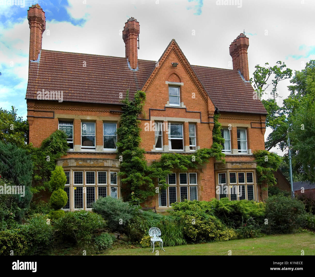 Spratton, Northampton, U.K. - July 9, 2009: Broomhill is a beautiful example of a Victorian English manor house. Stock Photo