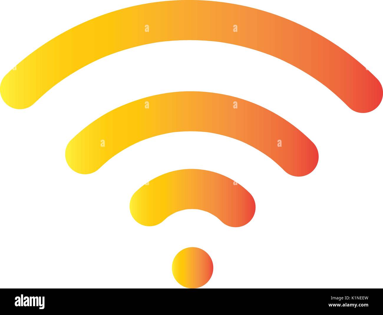 Orange wifi icon vector, Wireless sign isolated on white