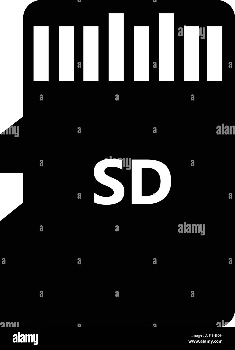 Vector Icon micro SD card isolated on white background. Black ...