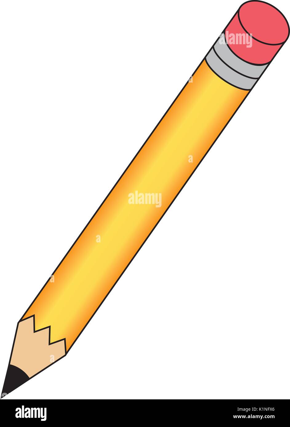 Pencil - vector icon in yellow with shadow on isolated white background ...
