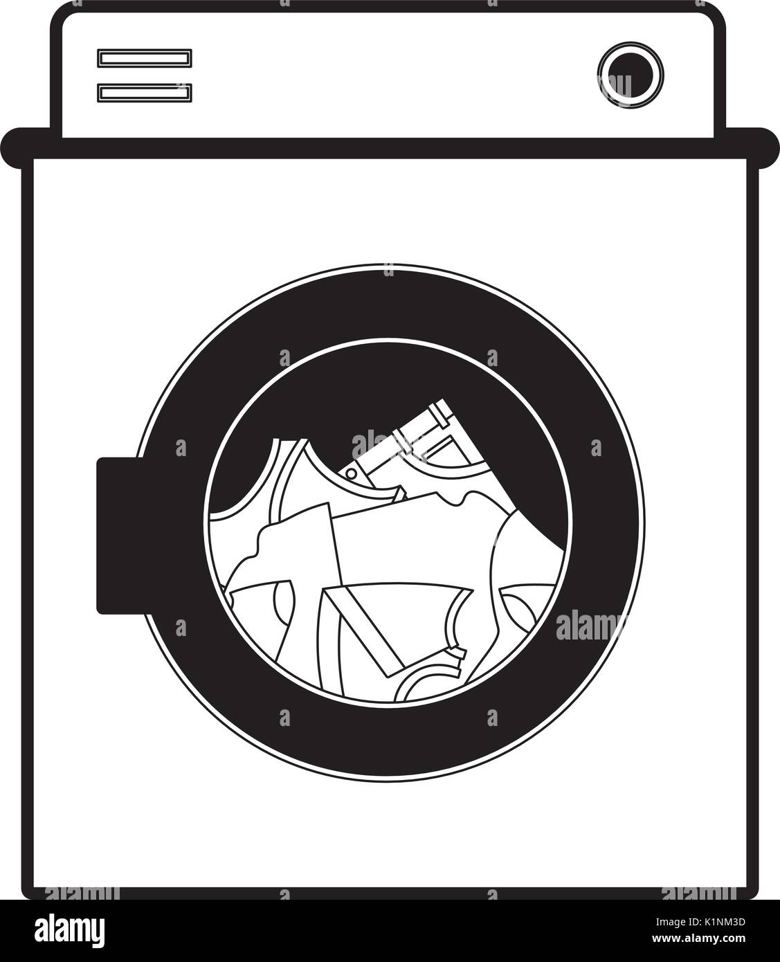 black sections silhouette of washing machine with clothes Stock Vector