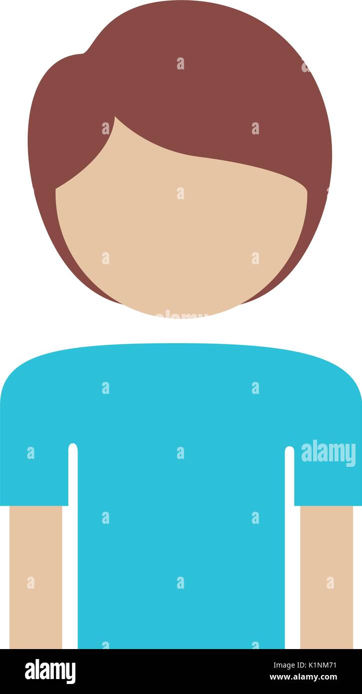 colorful silhouette of boy half body and faceless Stock Vector