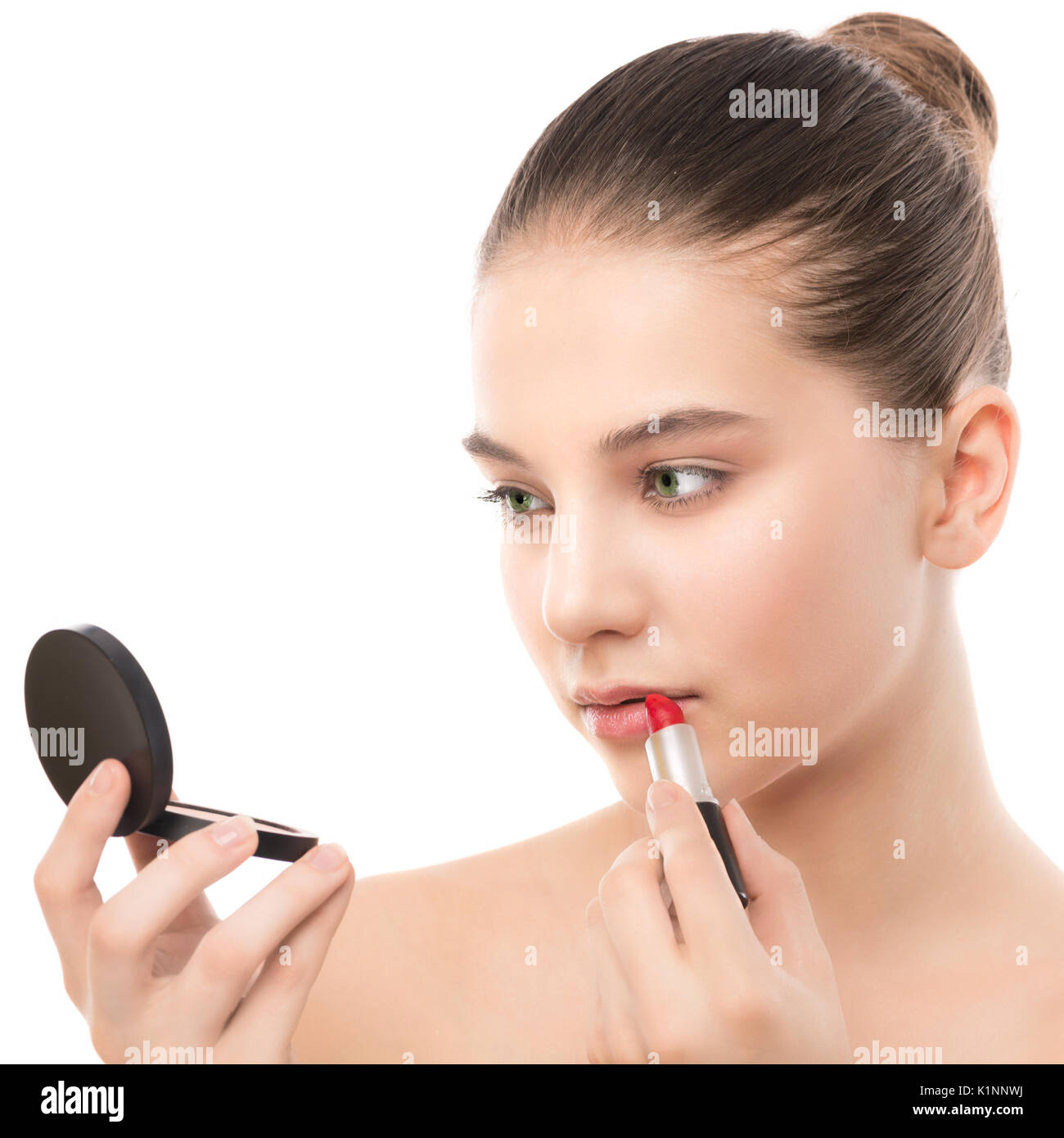 Girl mirror lipstick hires stock photography and images Alamy