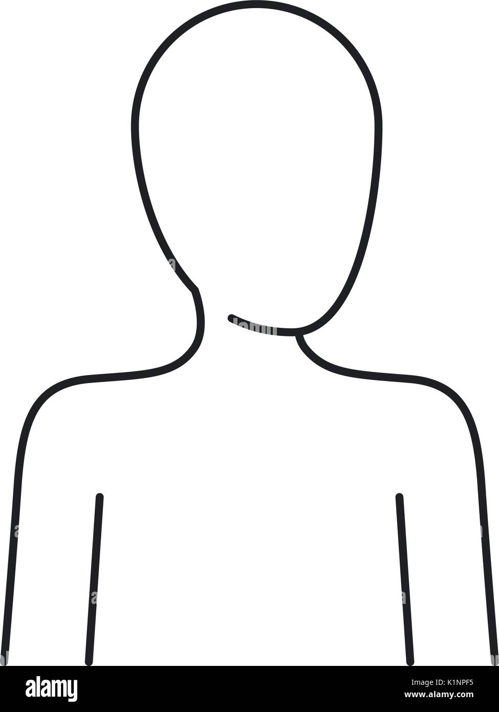 monochrome silhouette of human half body and faceless Stock Vector