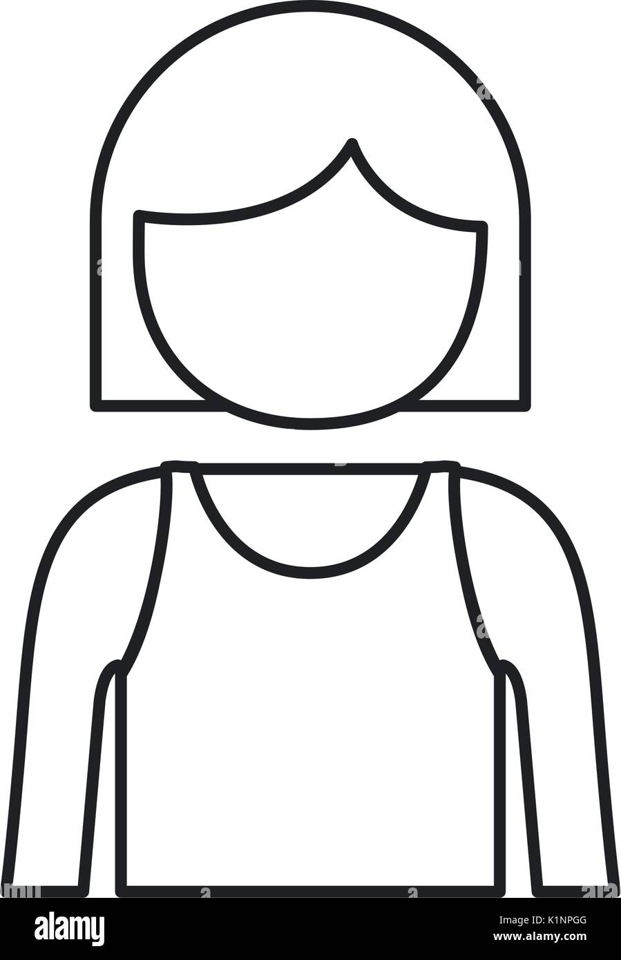 monochrome silhouette of girl half body and faceless Stock Vector