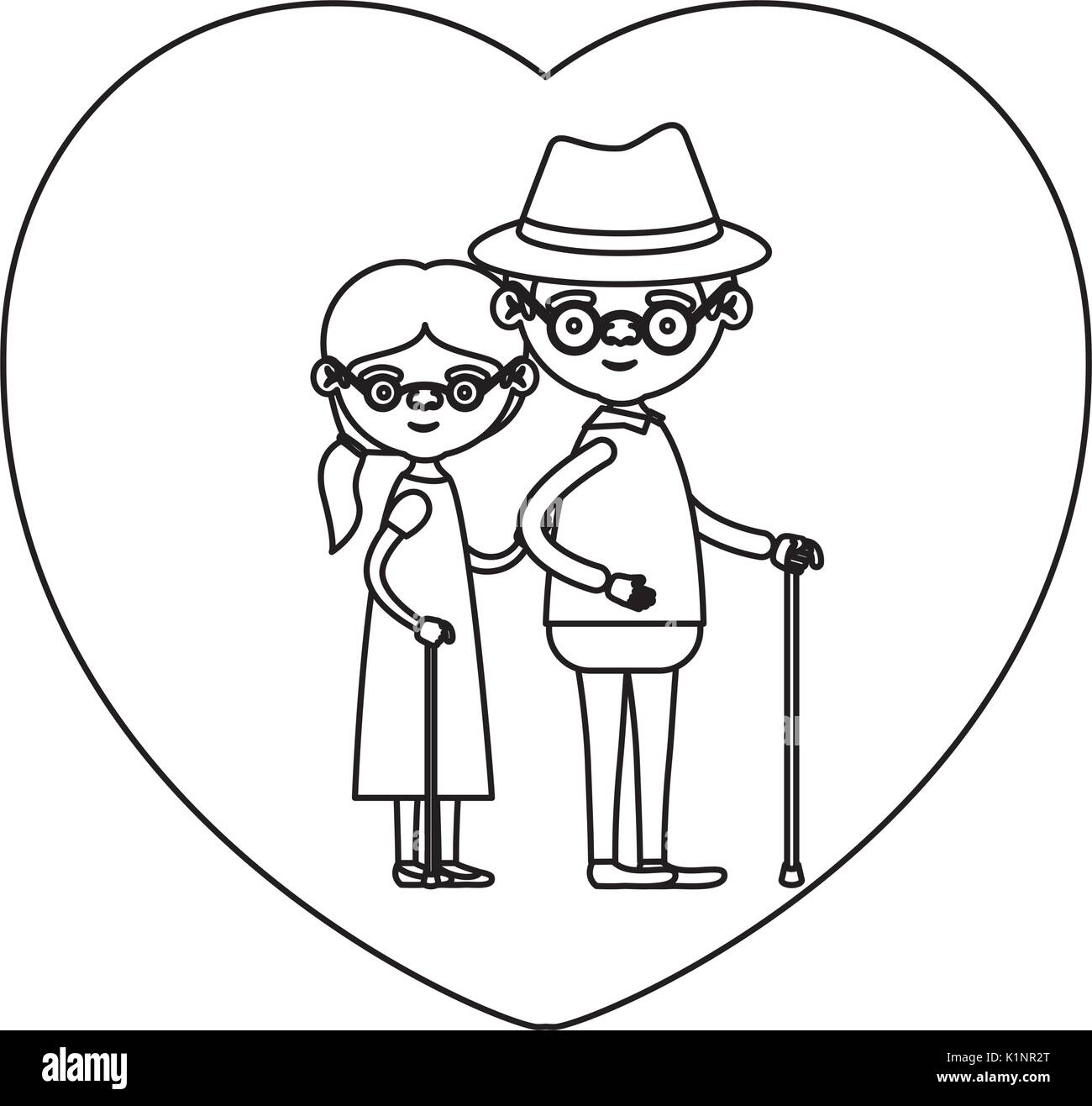 Premium Vector  A sketch of an elderly couple going on a stroll