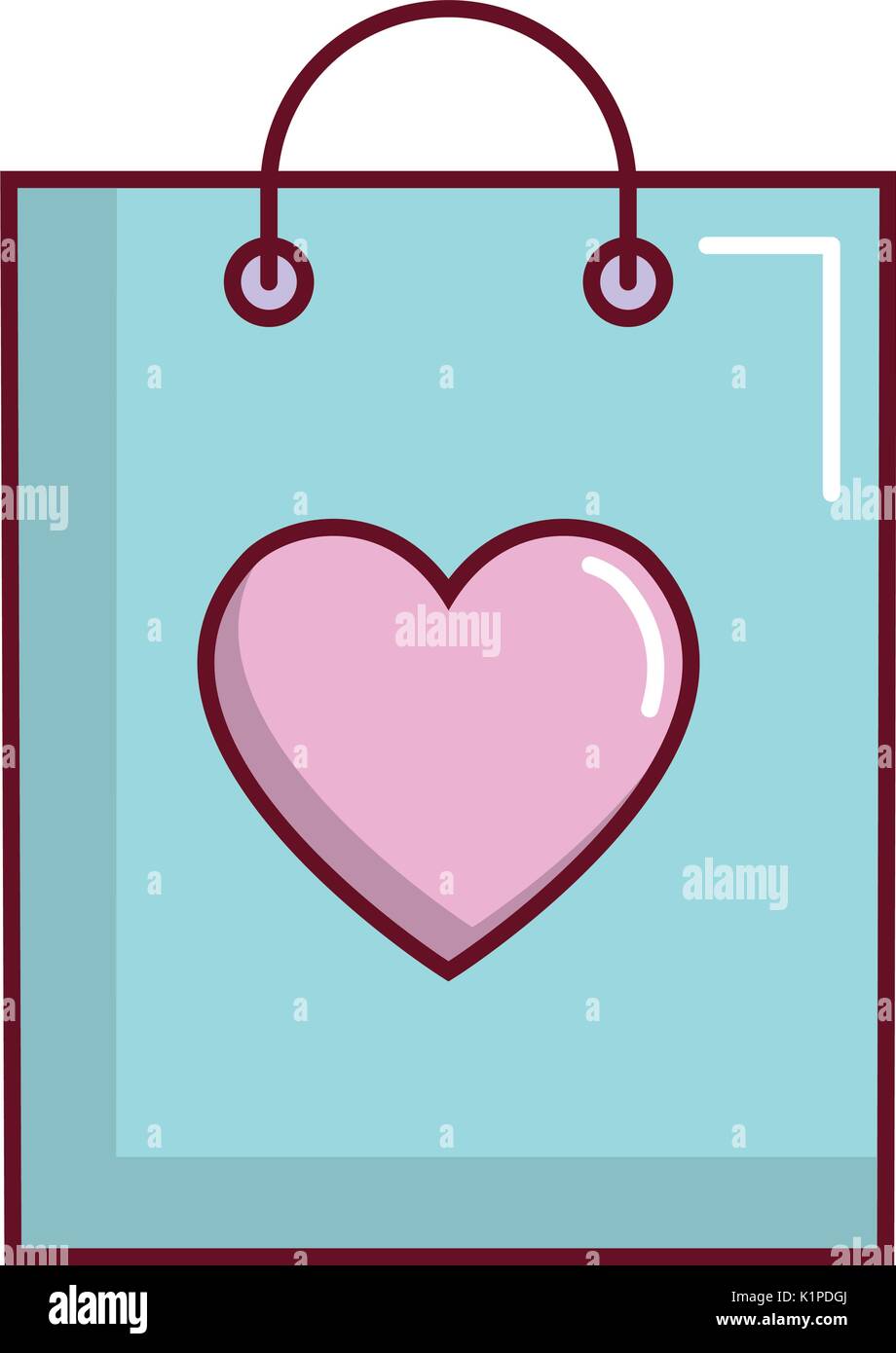 shopping bag with heart icon over white background vector illustration ...