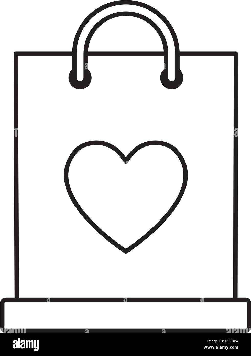 shopping bag with heart icon over white background vector illustration ...