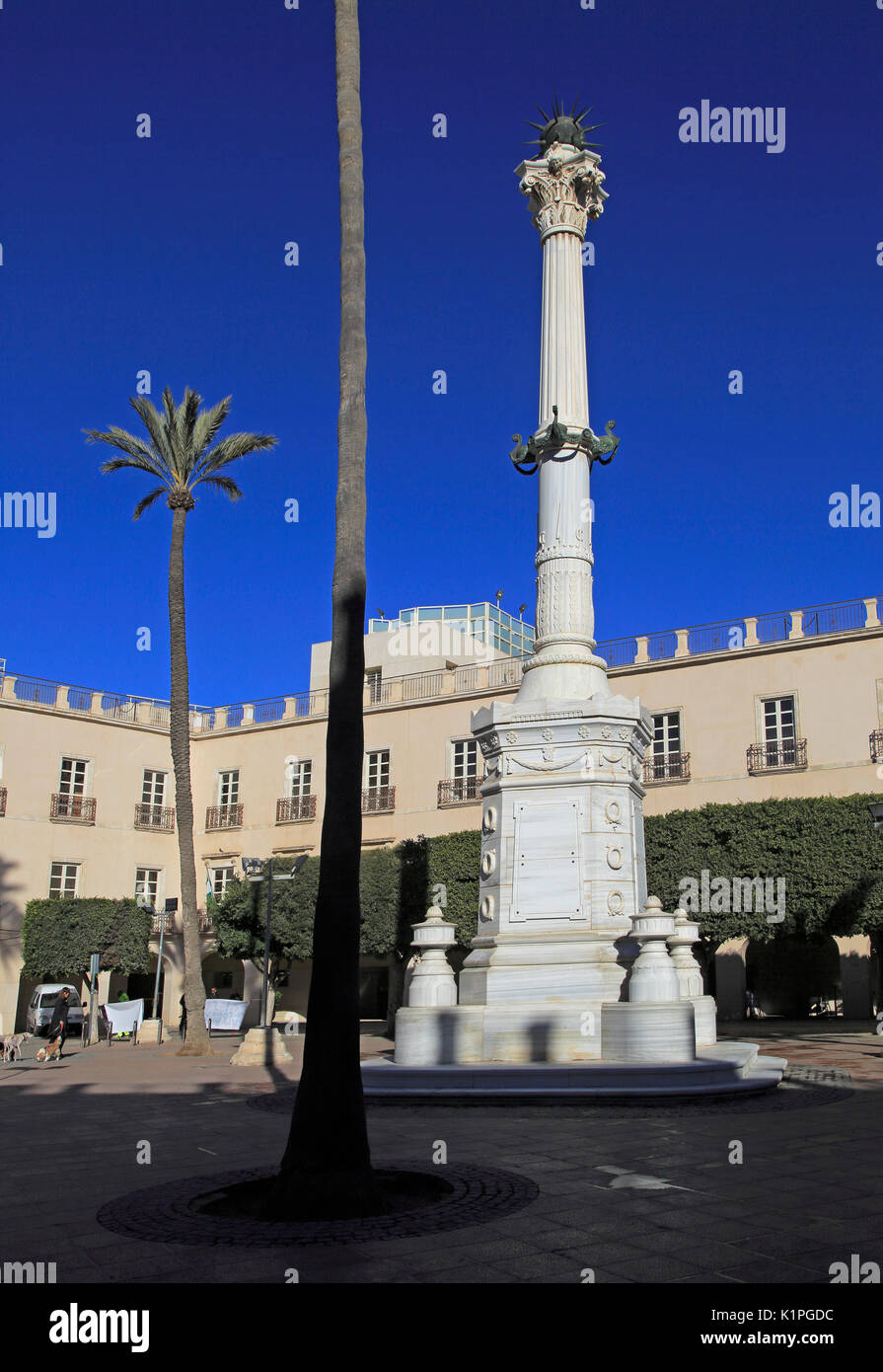Monument memorial in Plaza Vieja, Plaza de la Constitucion, City of Almeria, Spain Stock Photo