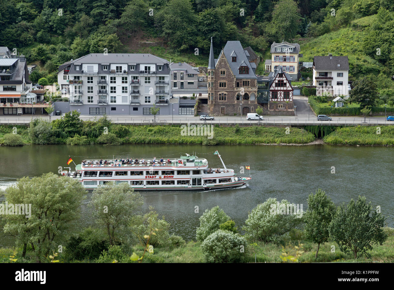 excursion boat, Cochem, Moselle, Rhineland-Palatinate, Germany Stock Photo