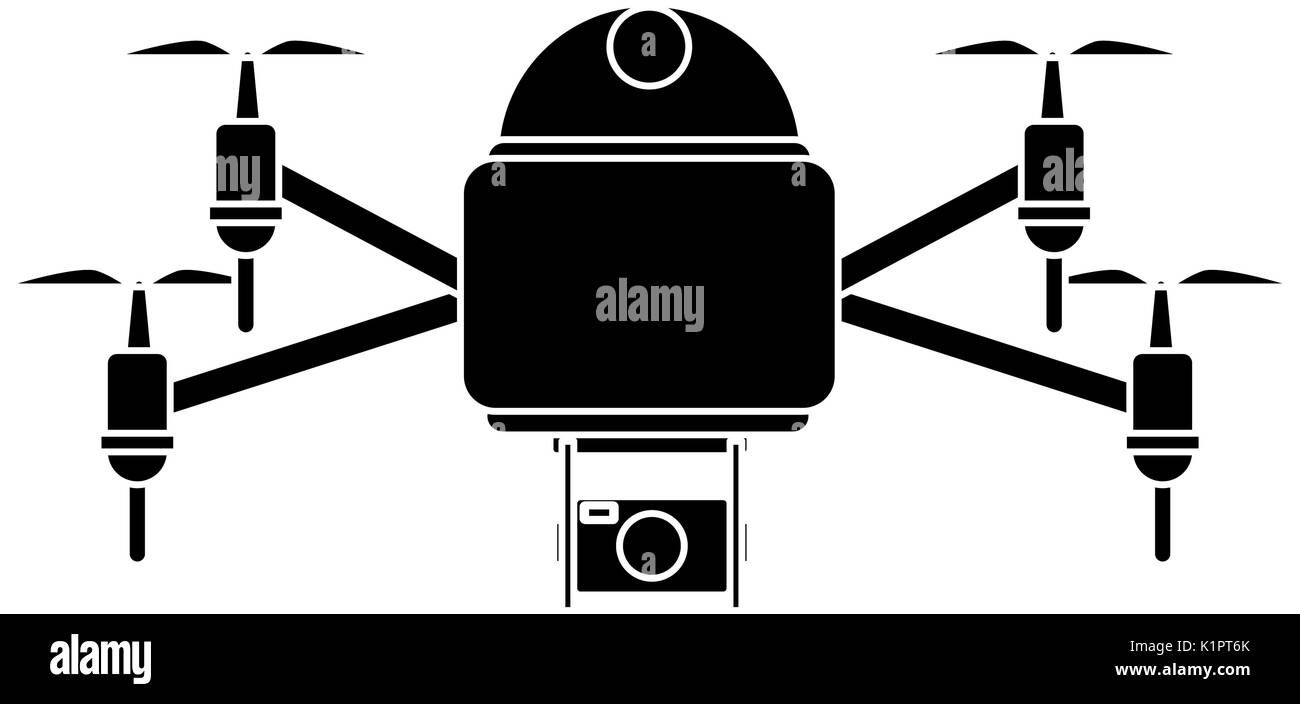 drone with action camera front view technology vector illustration ...