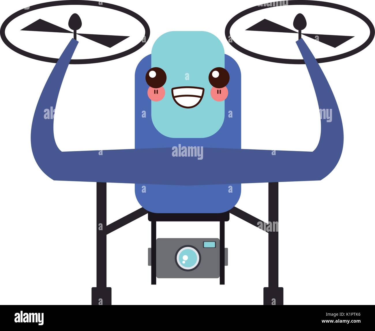 drone with action camera front view technology vector illustration ...