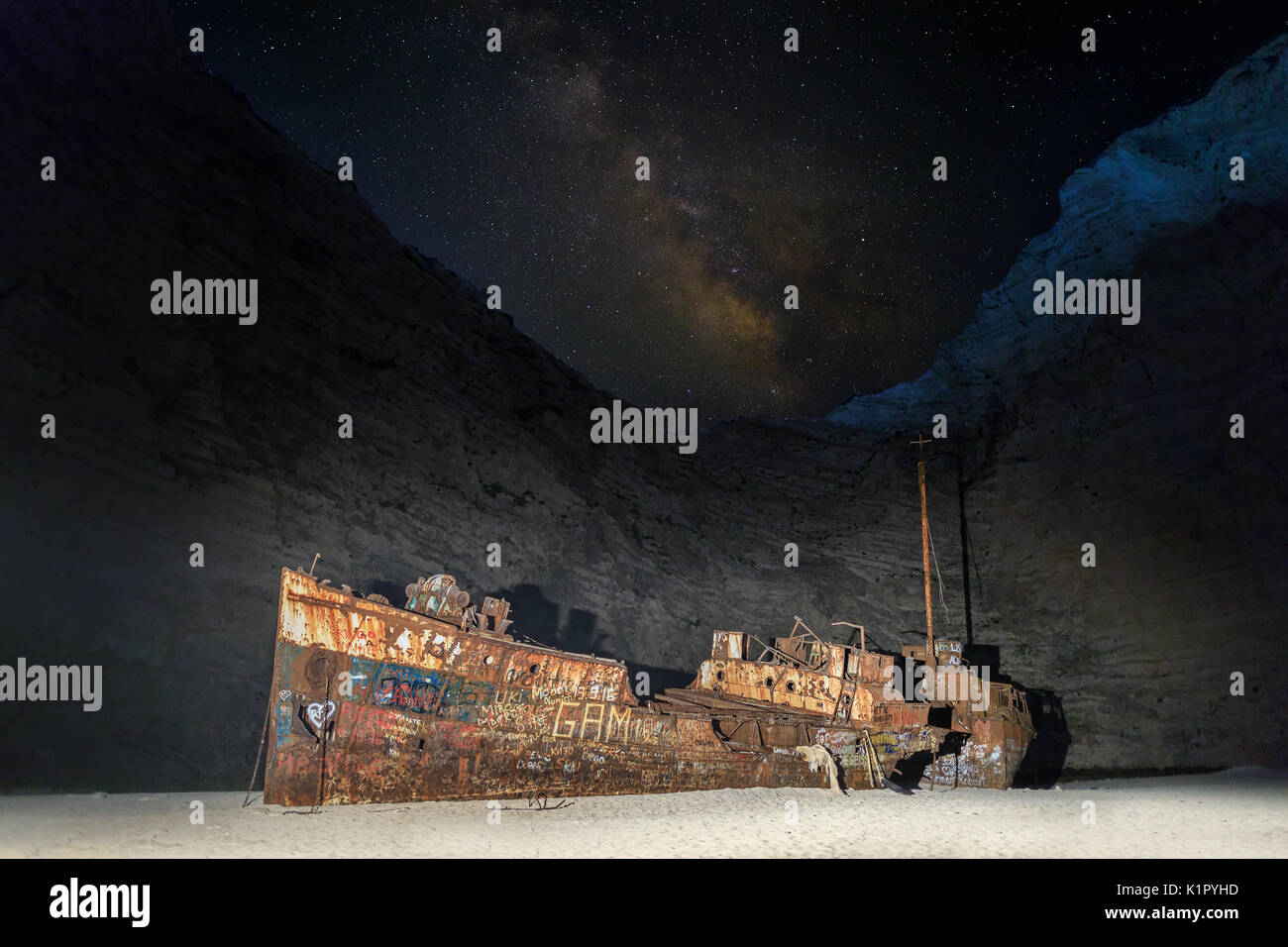 Shipwreck at Navagio Stock Photo