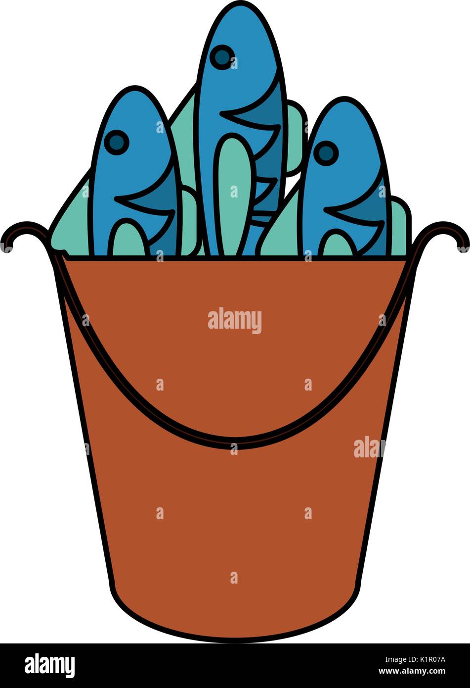 cartoon fish bait in bucket icon image vector illustration design