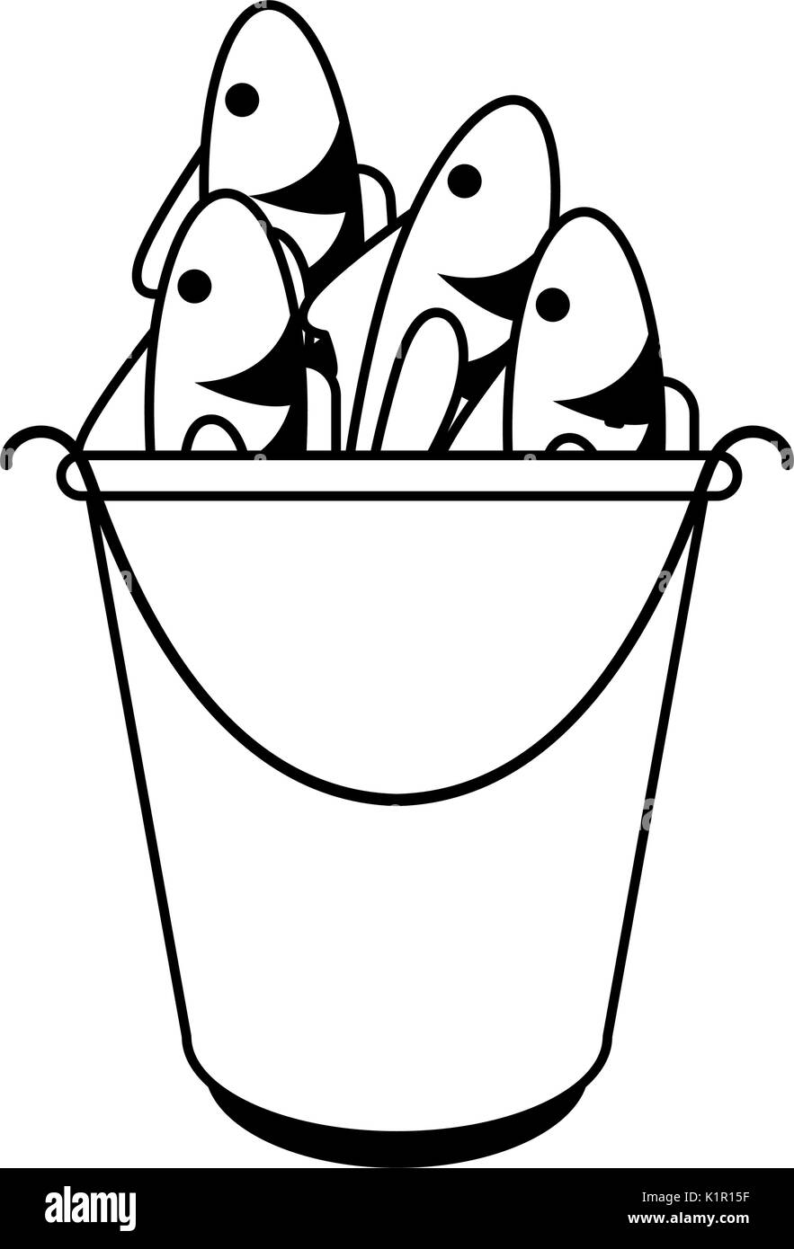 cartoon fish bait in bucket icon image vector illustration design black and  white Stock Vector Image & Art - Alamy