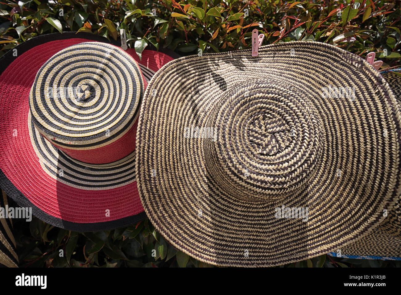 Colombian straw hats closeup outdoors Stock Photo - Alamy
