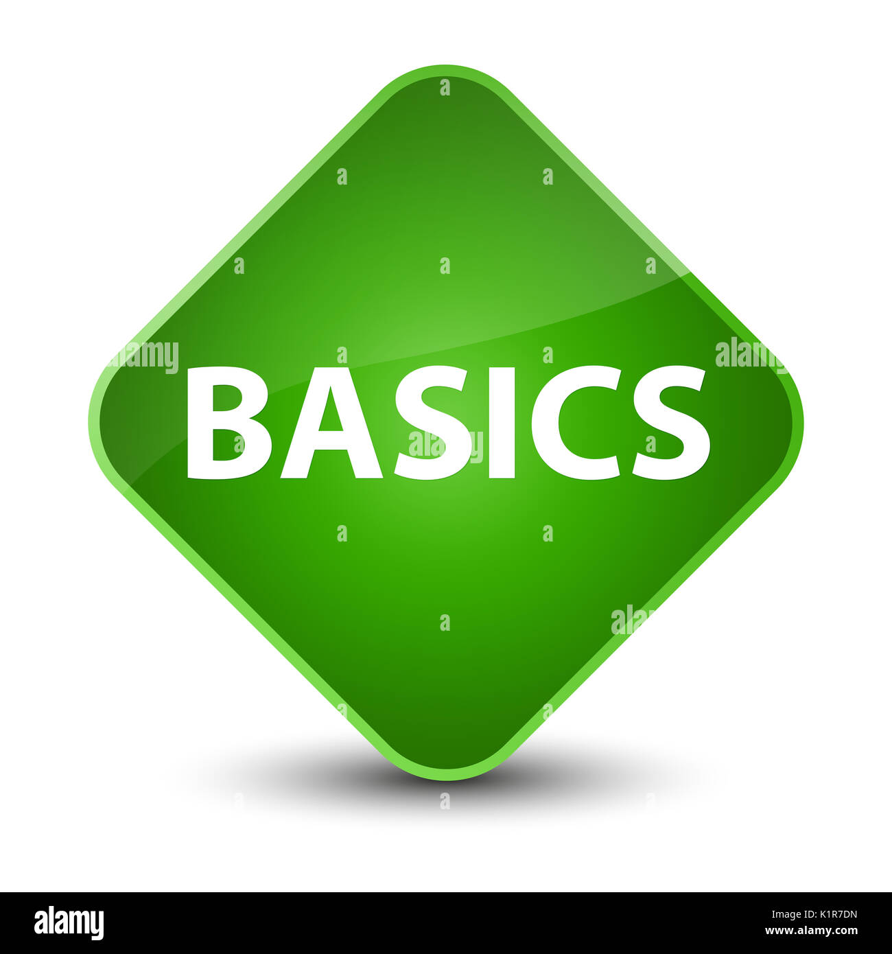Basics isolated on elegant green diamond button abstract illustration ...