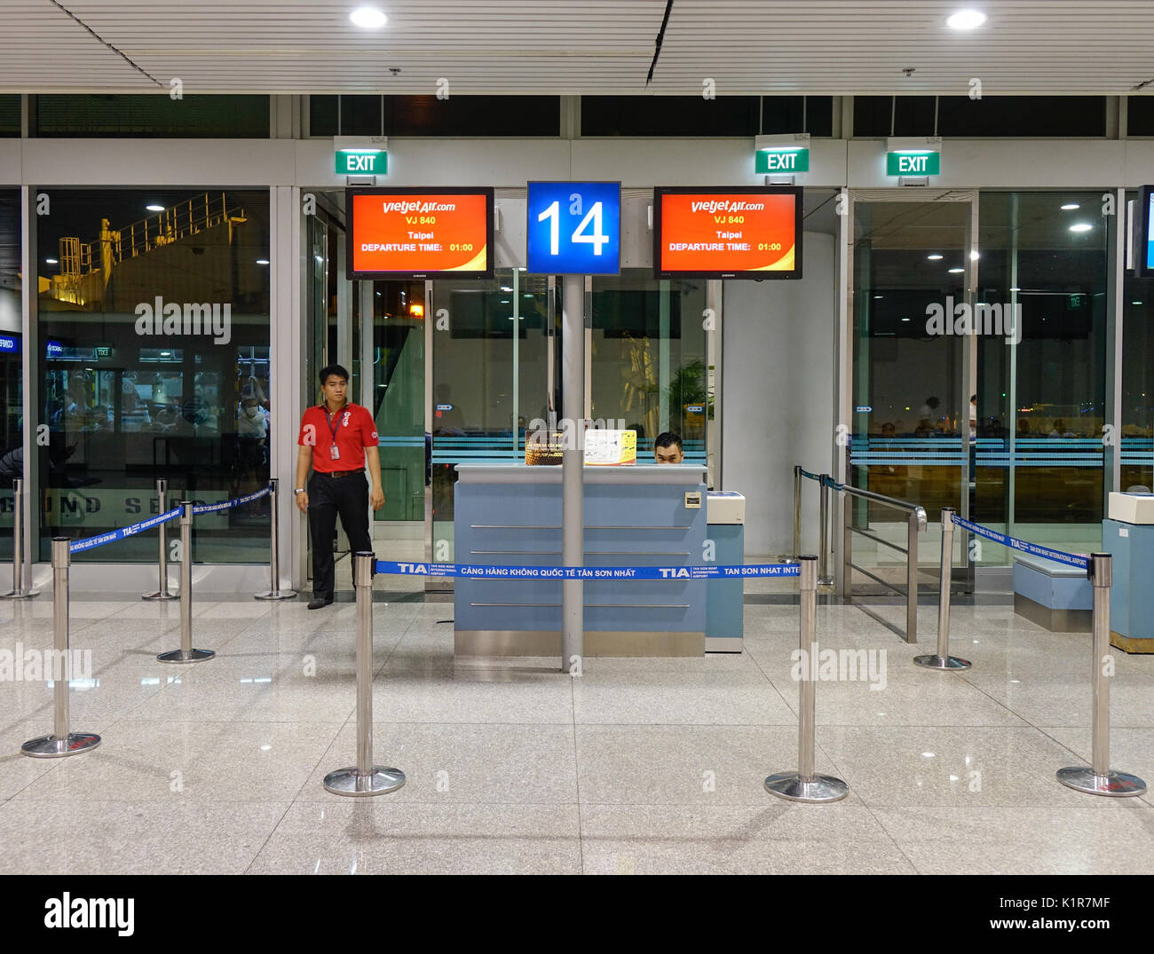 Saigon, Vietnam Feb 5, 2015. Vietjet Boarding Gate at Tan Son Nhat